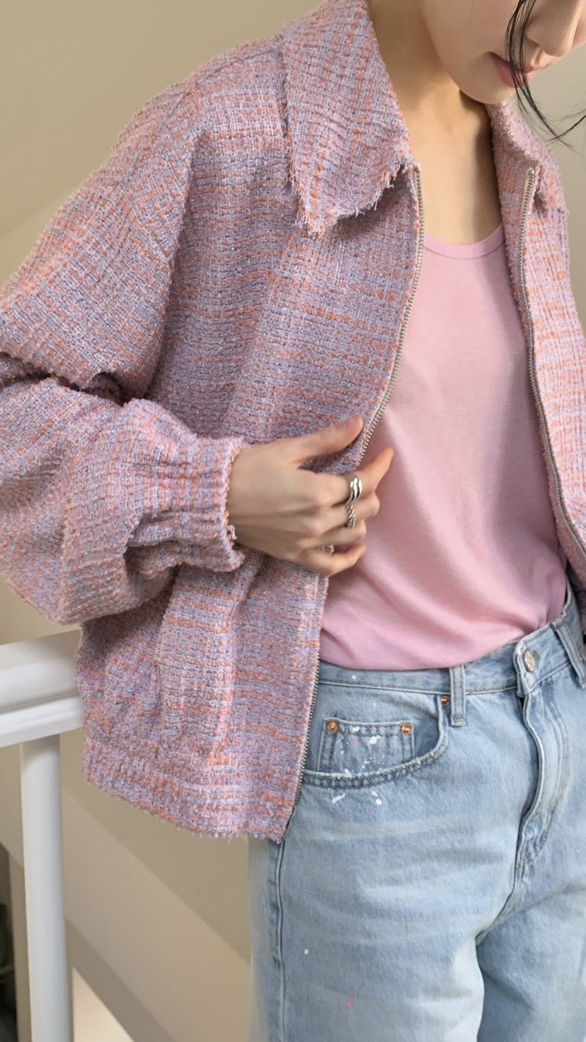 OVER RICH東大門代購女裝新款職業26春夏熱賣夾克粗花呢OVER RICH夾克