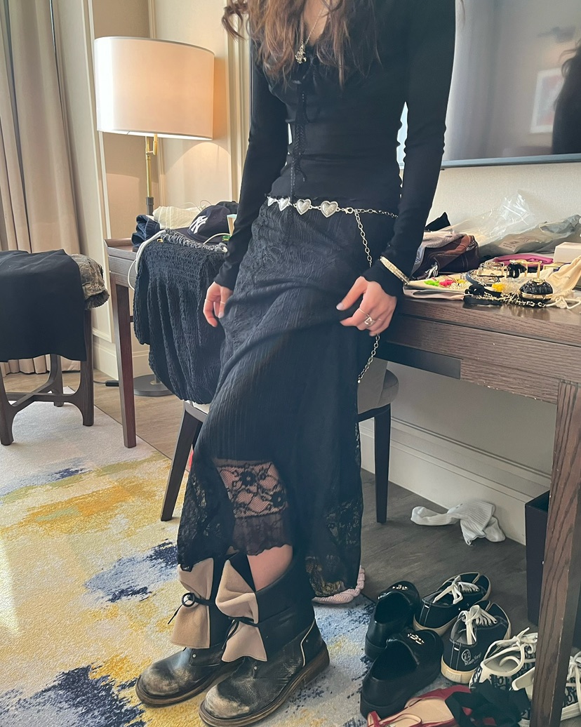 LOVE PULL東大門代購女士新品推薦26春夏人氣長裙蕾絲褶裥LOVE PULL長裙