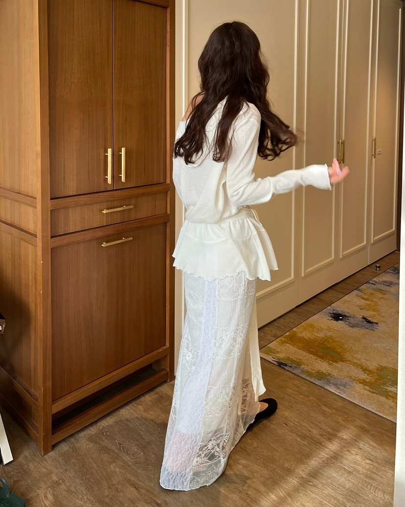 LOVE PULL東大門代購女士新品推薦26春夏人氣長裙蕾絲褶裥LOVE PULL長裙