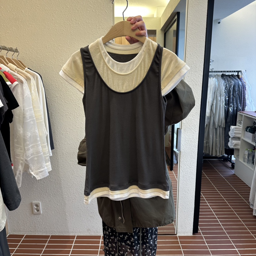 CHOI-L東大門實拍女士新品人氣職業熱賣推薦26春夏T恤假兩件CHOIT恤圖色2