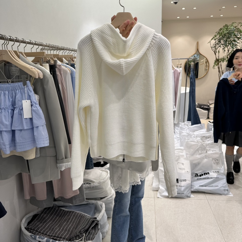 GRACIA東大門實拍女士新品職業休閑熱賣真品針織衫拉鏈連帽GRACIA針織衫