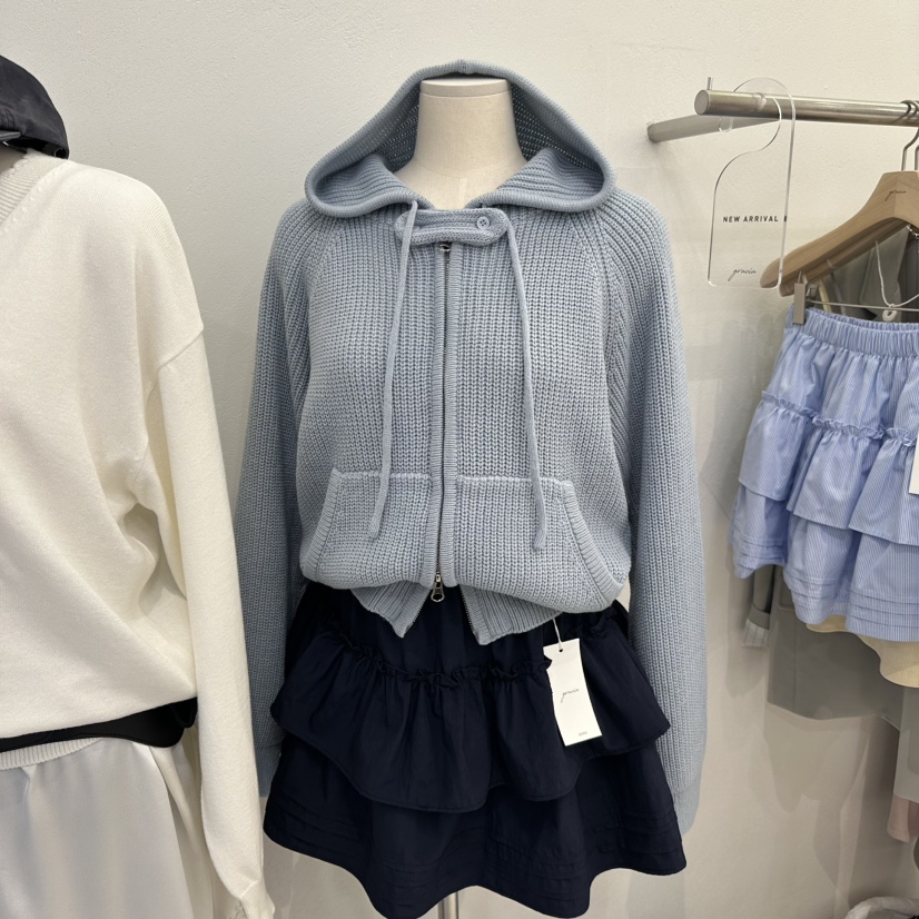 GRACIA東大門實拍女士新品職業休閑熱賣真品針織衫拉鏈連帽GRACIA針織衫圖色2