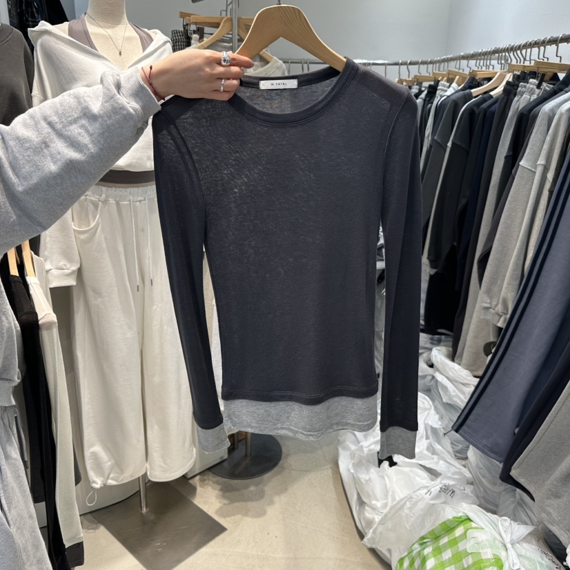 W.FATAL東大門直郵女士新款26春夏時尚休閑真品長袖T恤羊毛W.FATAL長袖T恤圖色2