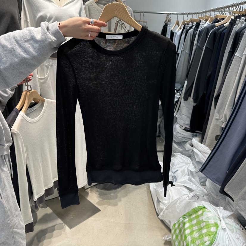 W.FATAL東大門直郵女士新款26春夏時尚休閑真品長袖T恤羊毛W.FATAL長袖T恤圖色3