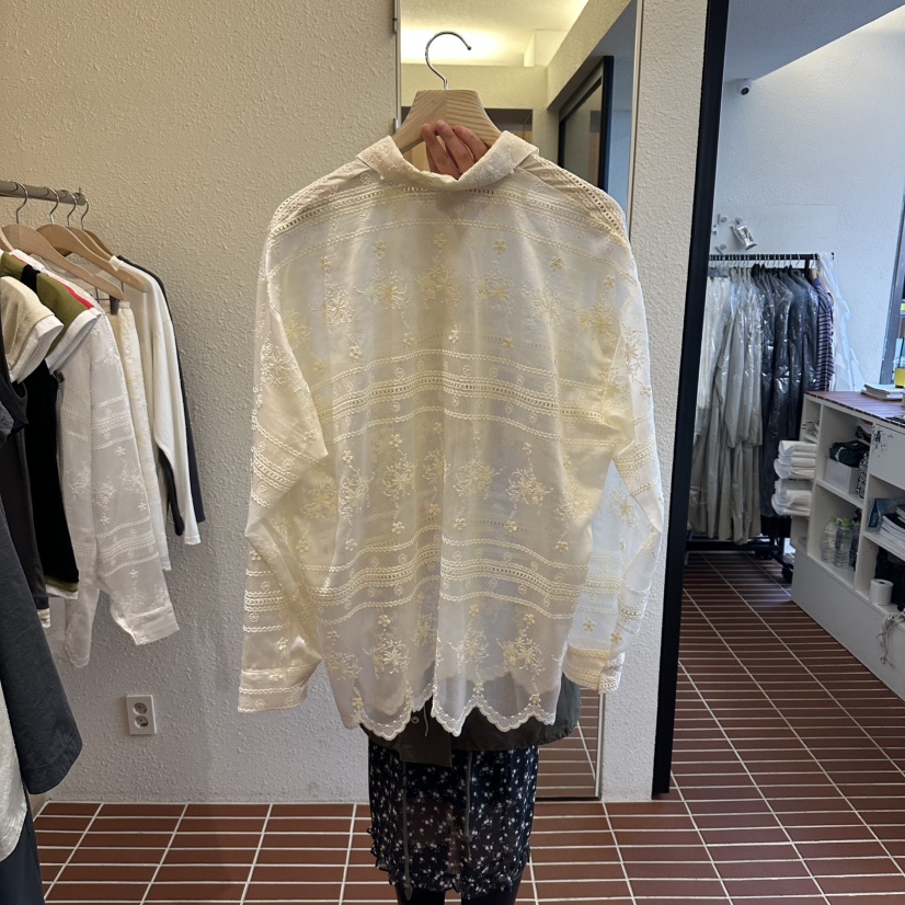 CHOI-L韓國代購女士新品休閑職業時尚人氣襯衫蕾絲衫刺繡CHOI襯衫/蕾絲衫