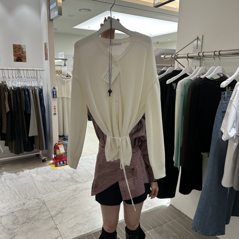 VIVE韓國代購女裝新款熱賣時尚職業休閑針織衫含腰繩開衫VIVE針織衫圖色1