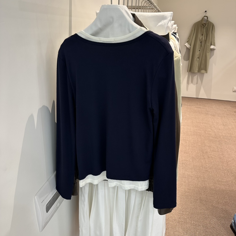 OVERTAKE韓國代購女裝新款職業推薦熱賣26春夏長袖T恤假兩件OVERTAKE長袖T恤