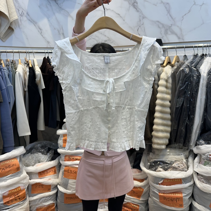 OLIVE TrEE東大門直郵女裝新款26春夏職業吊帶背心荷葉邊OLIVE TrEE吊帶/背心圖色1