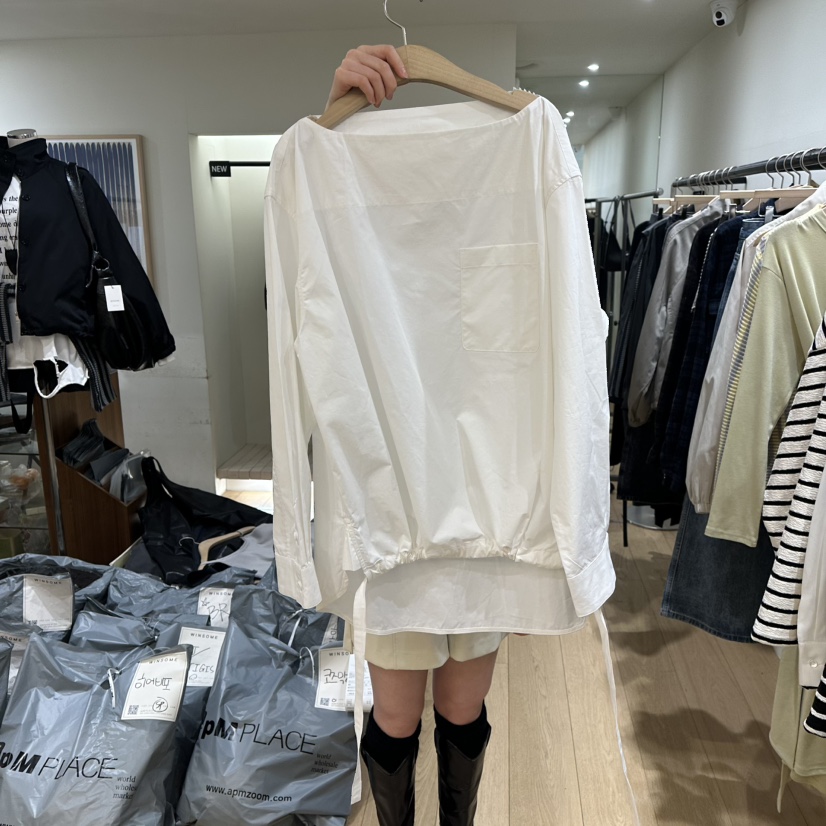 WINSOME韓國代購女士新品休閑熱賣真品人氣襯衫蕾絲衫船領WINSOME襯衫/蕾絲衫圖色1