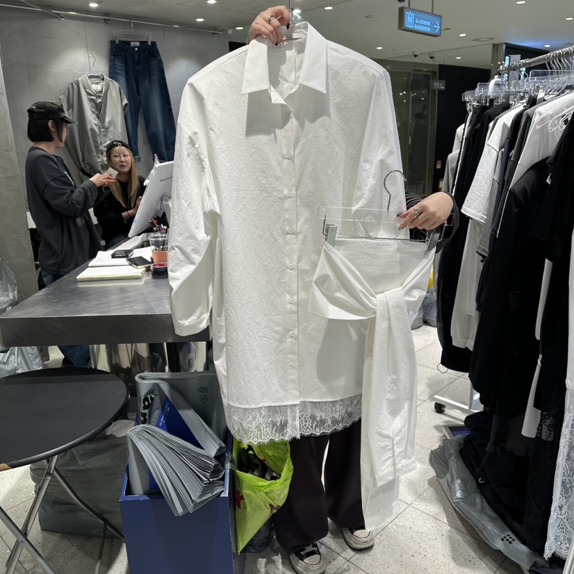 HERTZ-P東大門實拍女士新品時尚26春夏襯衫蕾絲衫含腰帶HERTZ-P襯衫/蕾絲衫圖色1