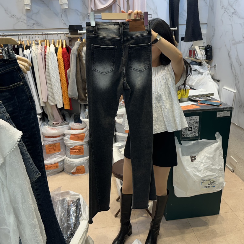 OLIVE TrEE東大門實拍女士新品時尚人氣職業牛仔褲水洗喇叭OLIVE TrEE牛仔褲