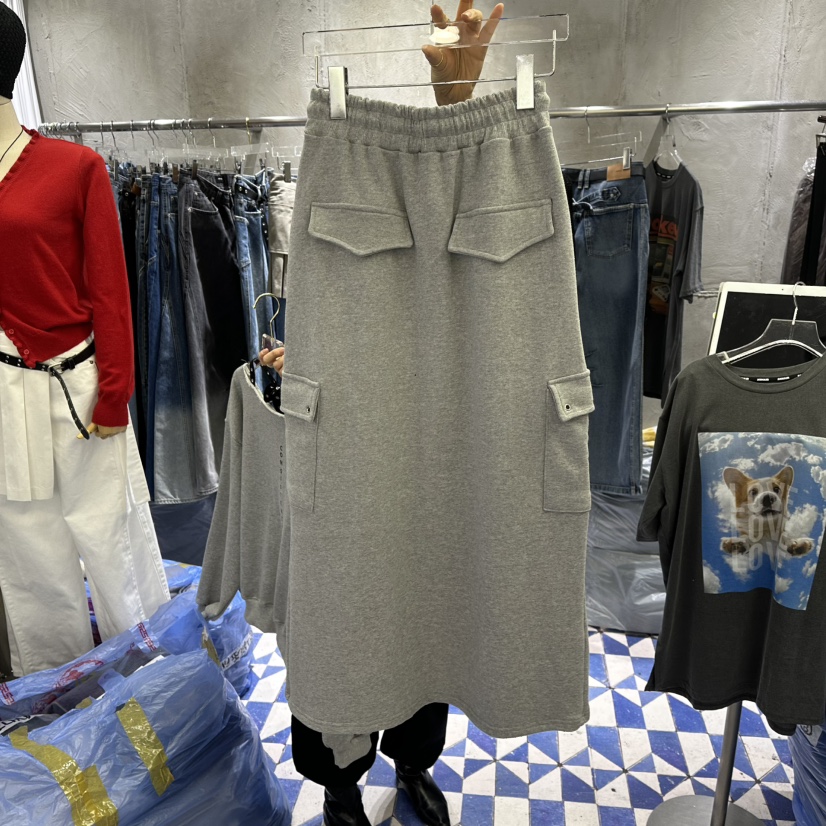 AMOUR東大門實拍女士新品熱賣時尚26春夏休閑長裙工裝拉鏈AMOUR長裙