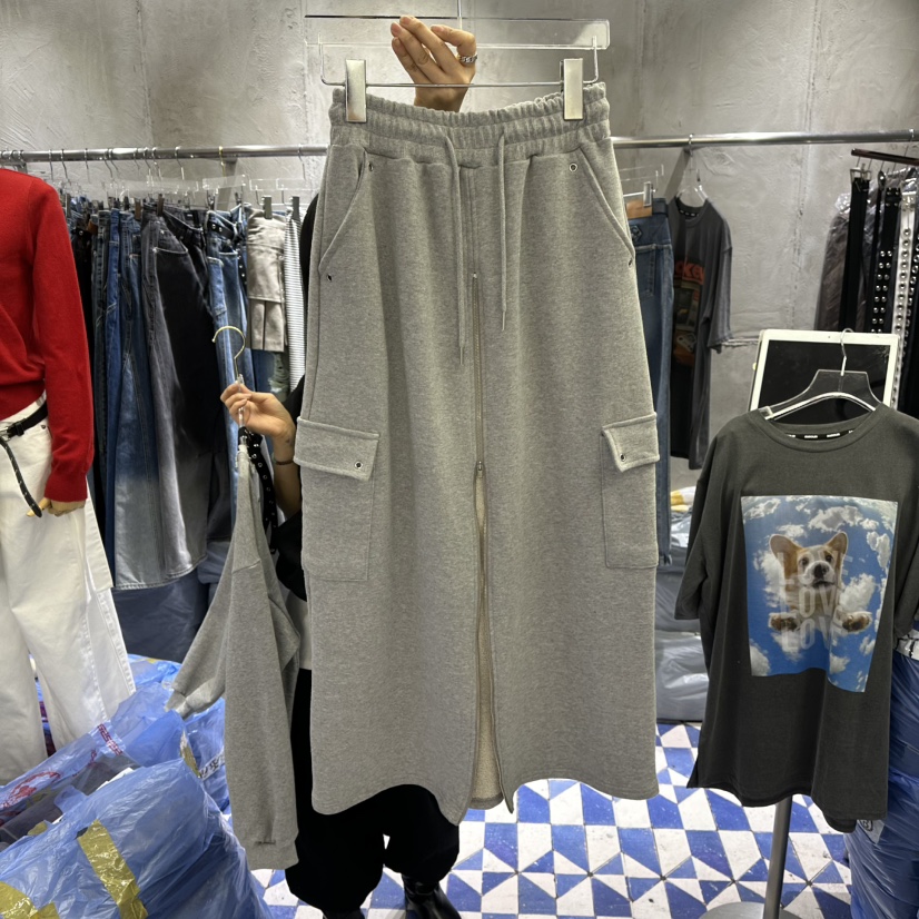 AMOUR東大門實拍女士新品熱賣時尚26春夏休閑長裙工裝拉鏈AMOUR長裙圖色1