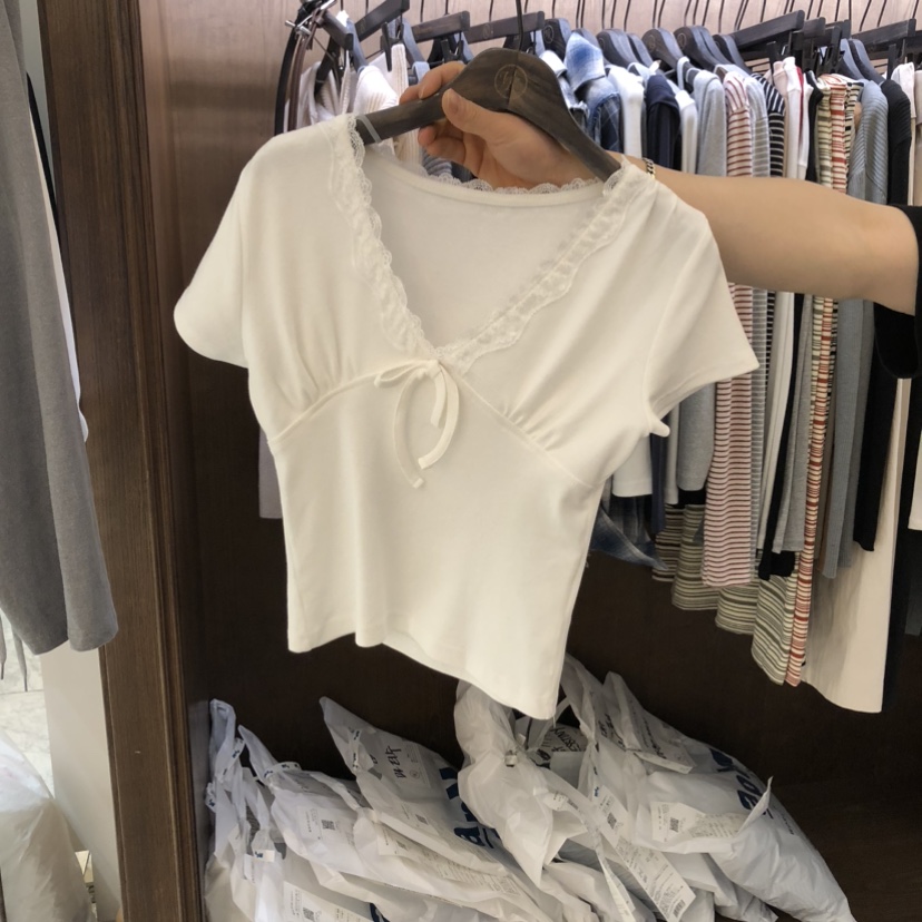 VIRKIN東大門代購女士新款26春夏時尚職業熱賣推薦T恤蕾絲VIRKINT恤圖色1