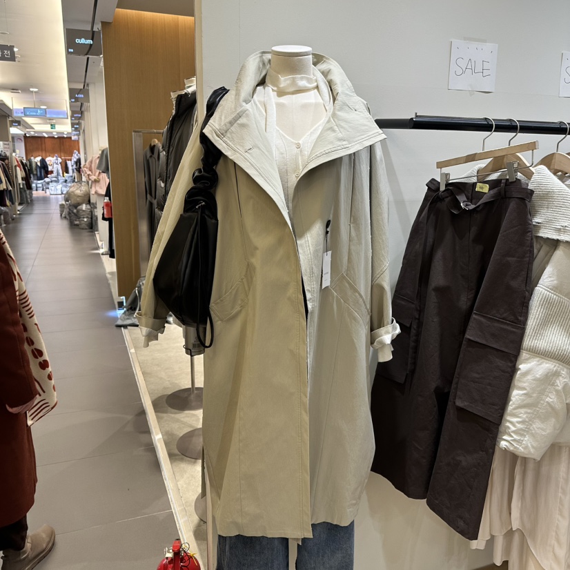 WINSOME東大門代購女裝新品職業時尚人氣休閑長款風衣含腰帶WINSOME長款風衣圖色1