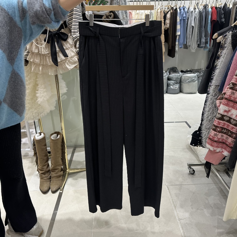 JENNY 1976韓國直郵女士新款時尚人氣真品推薦休閑褲含腰帶JENNY 1976休閑褲圖色2黑色