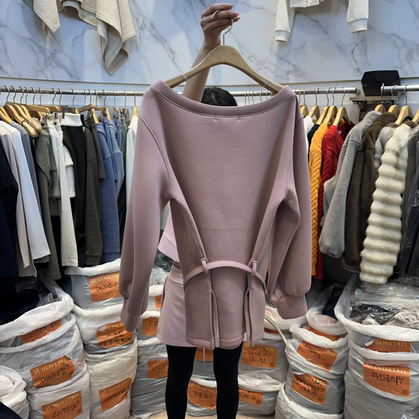 OLIVE TrEE東大門代購女裝新款人氣職業26春夏衛衣含腰帶OLIVE TrEE衛衣