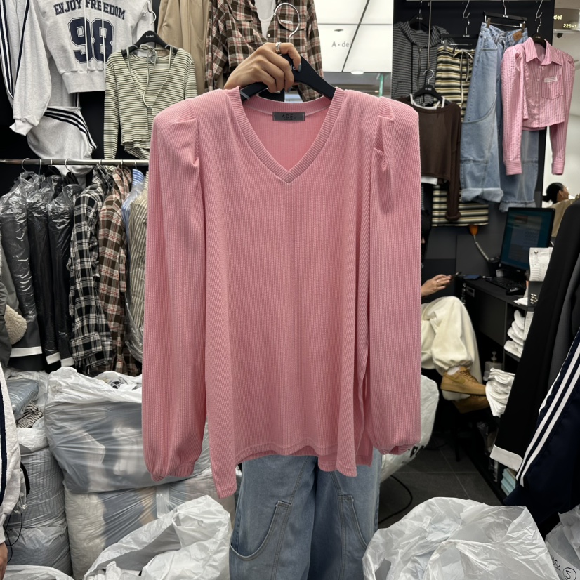 A-DEL韓國直郵女士新款休閑人氣熱賣26春夏職業真品長袖T恤A-DEL長袖T恤圖色3