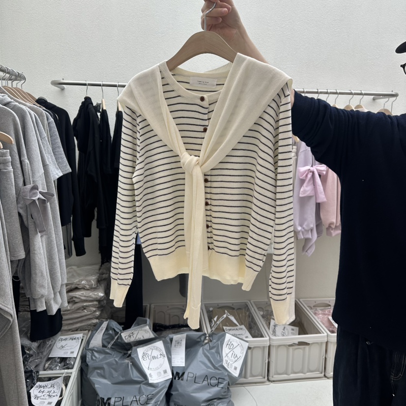 HUMMING BIRD東大門代購女裝新品26春夏時尚針織衫圍巾開衫HUMMING BIRD針織衫圖色1