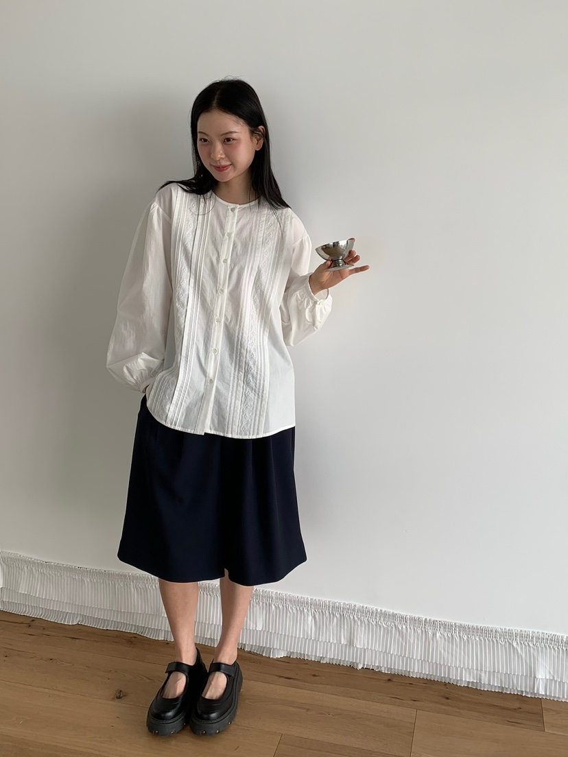 LOVE MY SANTA東大門實拍女裝新款26春夏襯衫蕾絲衫褶裥Santa/LOVE MY SANTA襯衫/蕾絲衫圖色1