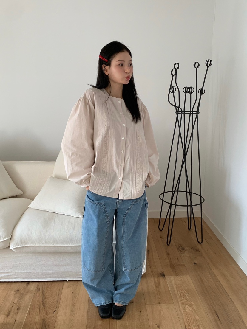 LOVE MY SANTA東大門實拍女裝新款26春夏襯衫蕾絲衫褶裥Santa/LOVE MY SANTA襯衫/蕾絲衫圖色2