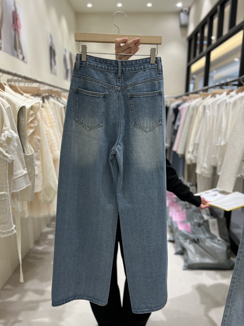 MARIE MARIE韓國直郵女士新款真品休閑26春夏牛仔褲刺繡MARIE MARIE牛仔褲