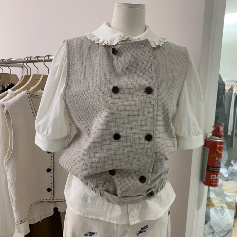 THEPLAN東大門直郵女士新品職業推薦馬甲不含內搭格紋雙層THE PLAN馬甲圖色1