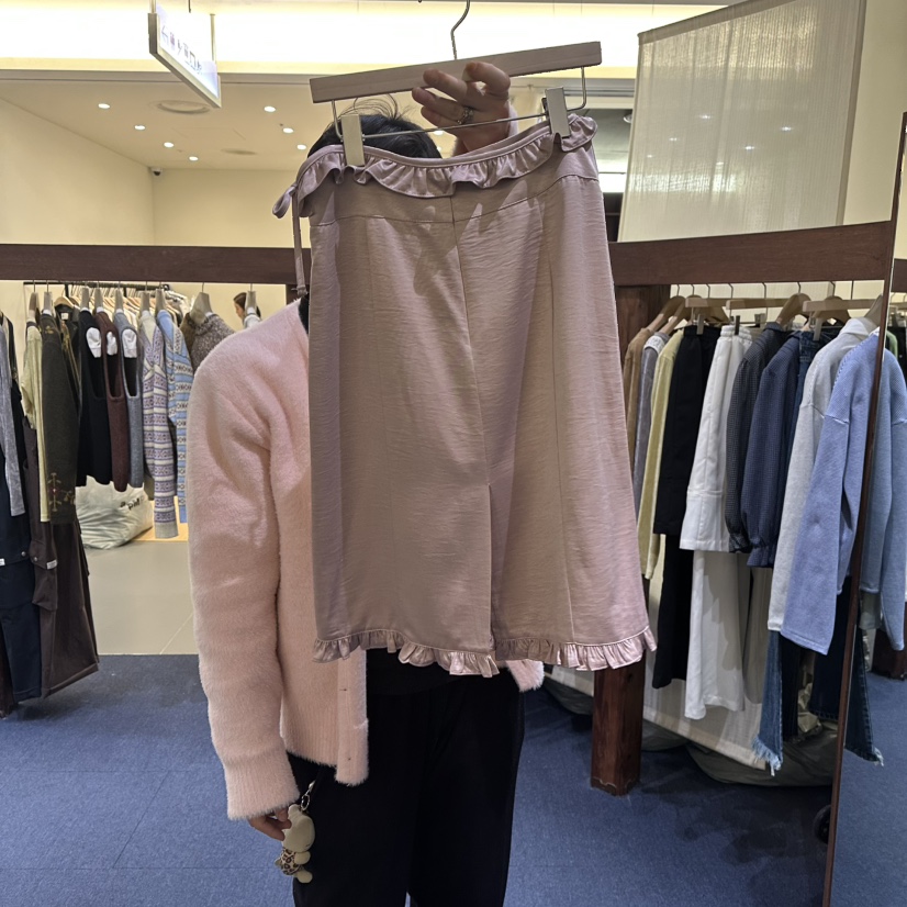 FURE韓國直郵女士新品人氣休閑職業熱賣推薦時尚長裙荷葉邊FURE長裙