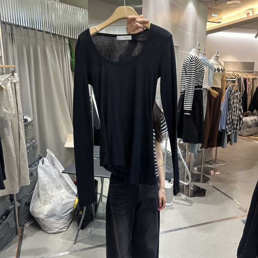 ALEGRE韓國直郵女裝新品推薦時尚真品職業熱賣人氣長袖T恤ALEGRE長袖T恤圖色2