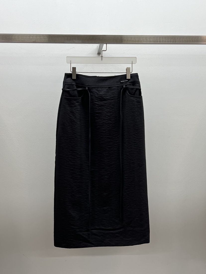 WEARABLE-L東大門直郵女士新品休閑人氣半身裙中短裙含腰繩WEARABLE半身裙/中短裙圖色2墨