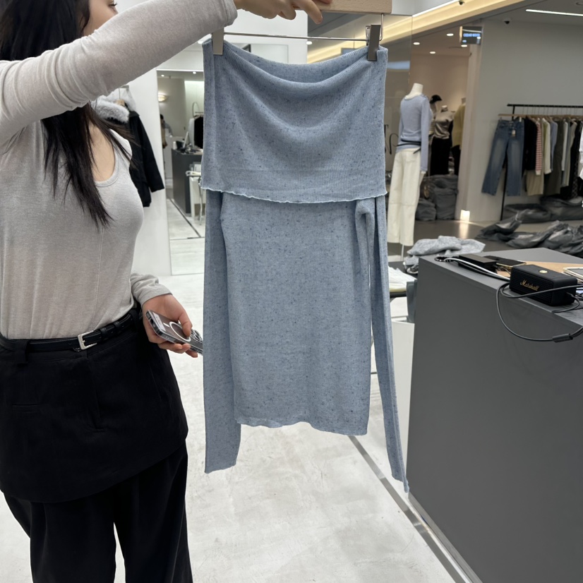 THE VALUE東大門代購女士新品熱賣休閑人氣針織衫柔軟露肩THE VALUE針織衫