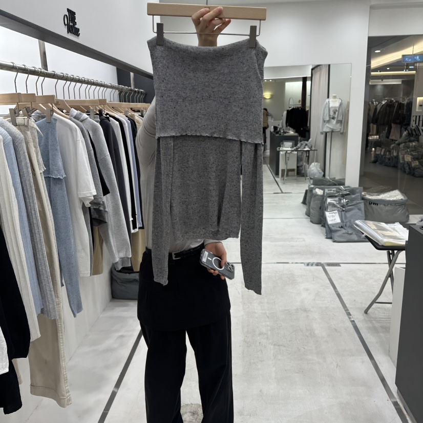 THE VALUE東大門代購女士新品熱賣休閑人氣針織衫柔軟露肩THE VALUE針織衫圖色2