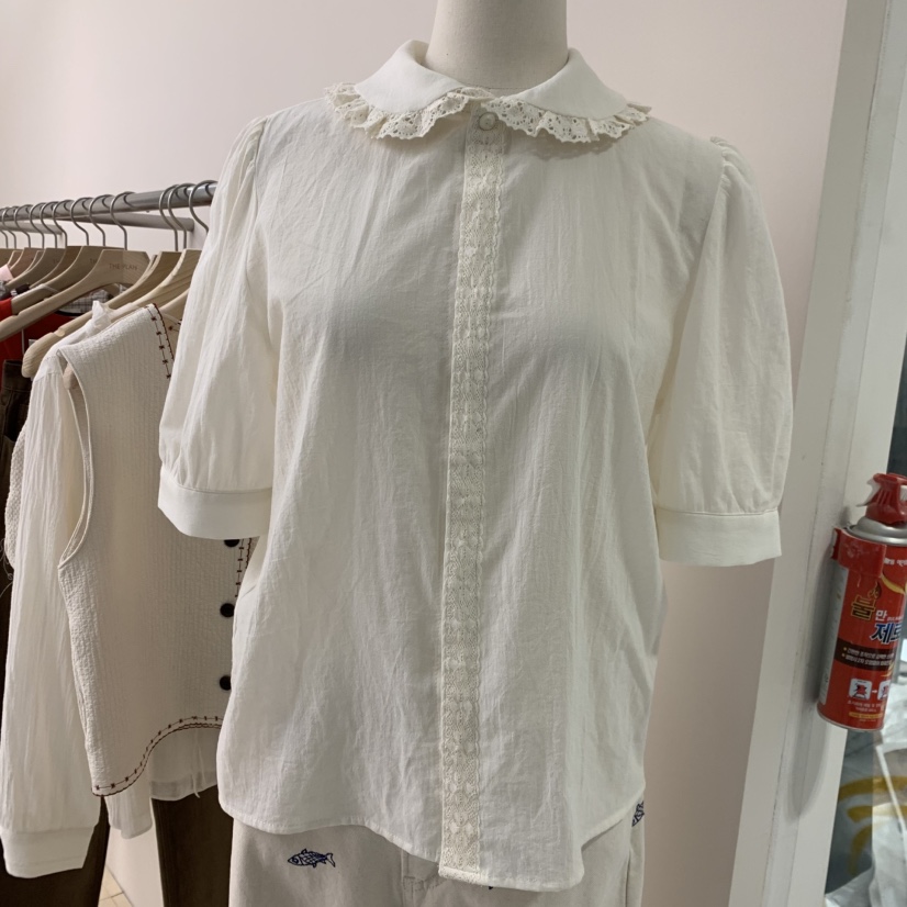 THEPLAN韓國代購女士新款熱賣真品推薦襯衫蕾絲衫蕾絲圓領THE PLAN襯衫/蕾絲衫圖色2