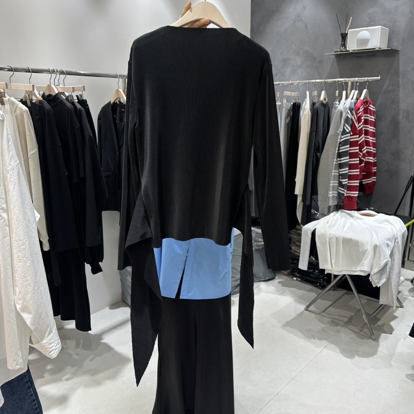 OPEN韓國直郵女士新品26春夏職業真品熱賣休閑長袖T恤褶皺OPEN長袖T恤