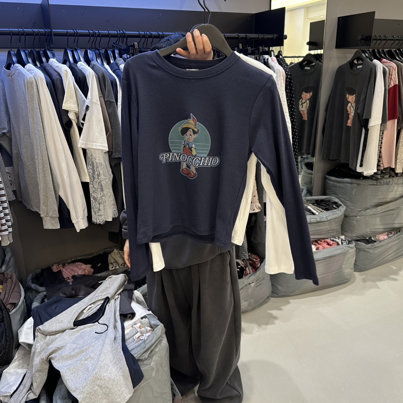 CREDITO東大門代購女裝新款休閑26春夏真品職業時尚長袖T恤CREDITO長袖T恤圖色2