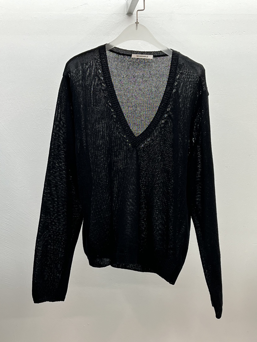 WEARABLE-L韓國代購女士新品推薦職業熱賣真品針織衫V領WEARABLE針織衫圖色4黑