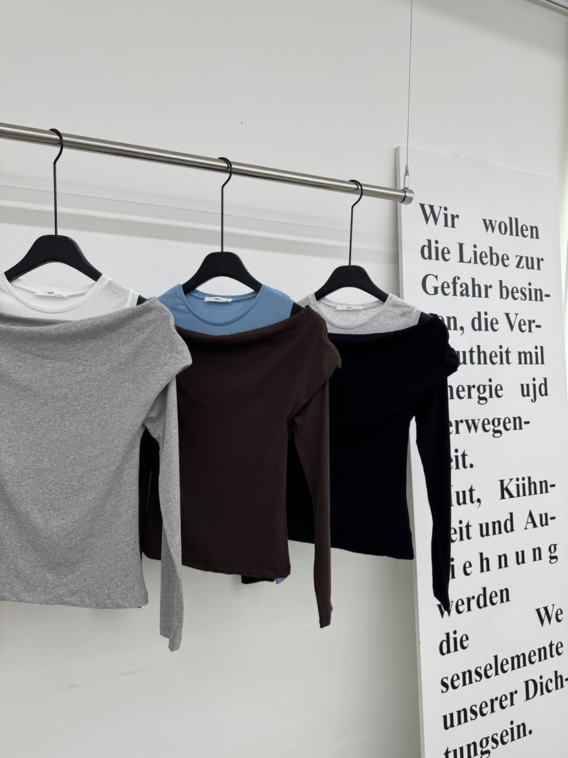 RED-A東大門代購女士新品26春夏推薦休閑職業長袖T恤露肩RED-A長袖T恤