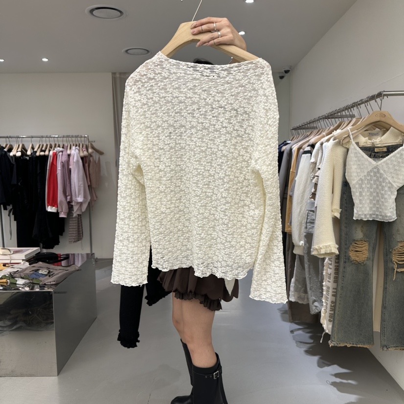 VAULT東大門代購女士新品人氣時尚休閑26春夏長袖T恤蕾絲VAULT長袖T恤