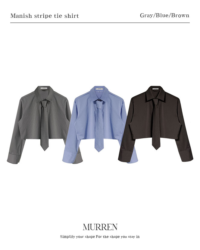 MURREN東大門代購女裝新品26春夏職業時尚襯衫蕾絲衫條紋MURREN襯衫/蕾絲衫