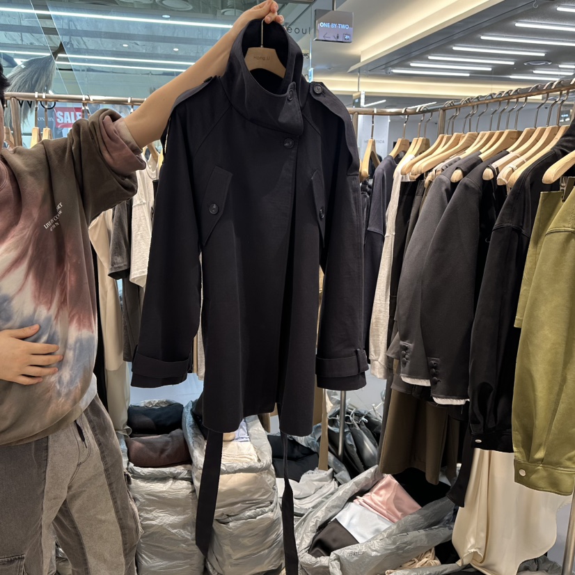 HONG.U韓國代購女裝新款熱賣時尚26春夏人氣夾克含腰帶高領HONG.U夾克圖色2