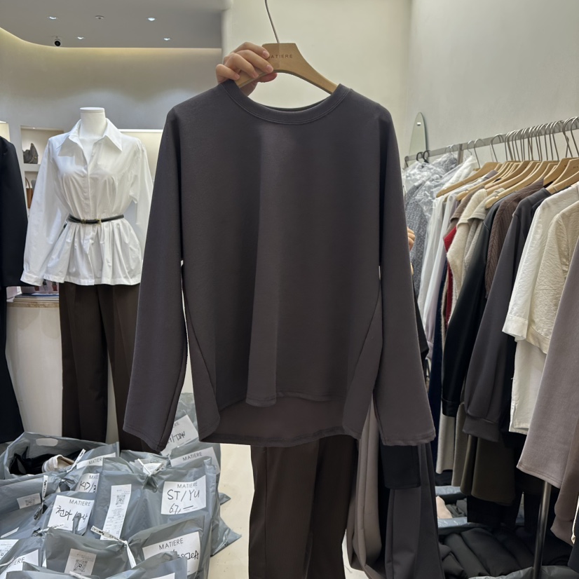 MATIERE東大門實拍女裝新款時尚人氣熱賣26春夏職業長袖T恤MATIERE長袖T恤圖色2墨色