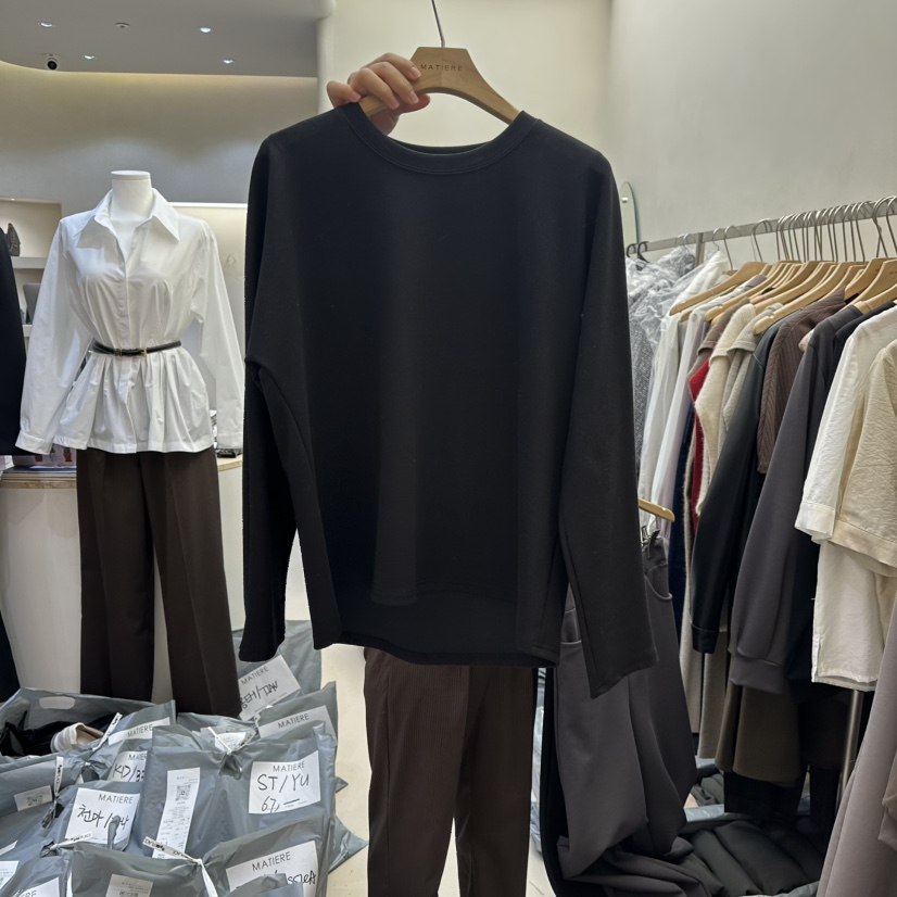 MATIERE東大門實拍女裝新款時尚人氣熱賣26春夏職業長袖T恤MATIERE長袖T恤圖色3黑色