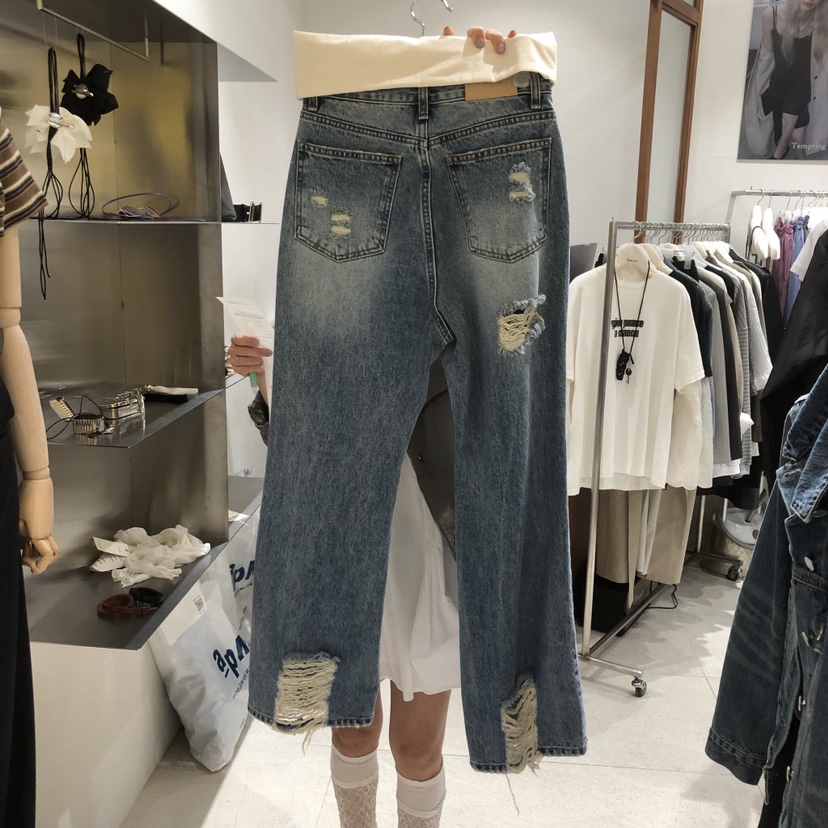 TEMPTING韓國代購女裝新款熱賣時尚推薦人氣真品牛仔褲開衩TEMPTING牛仔褲