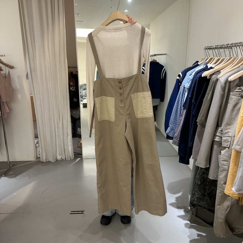 VAULT韓國直郵女士新品真品時尚推薦背帶褲不含內搭人字紋VAULT背帶褲