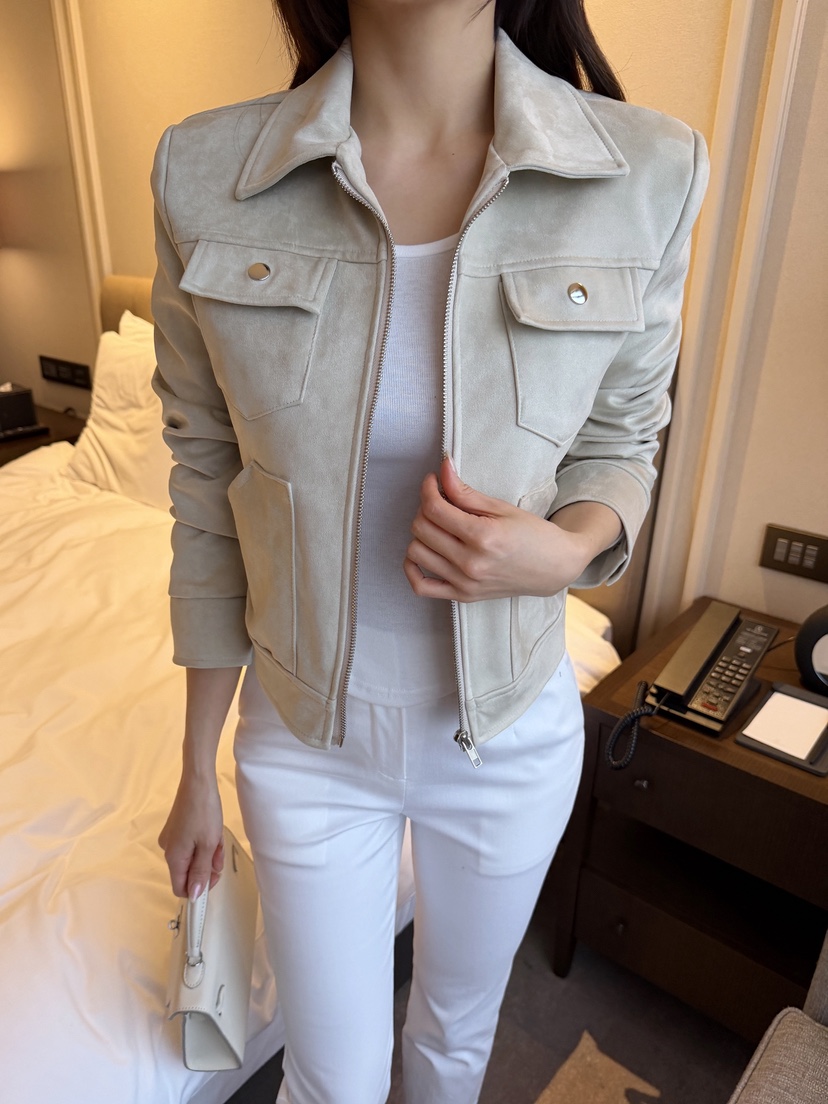 CLOTH東大門直郵女裝新品真品26春夏休閑時尚人氣夾克絨面革CLOTH夾克圖色1奶油色