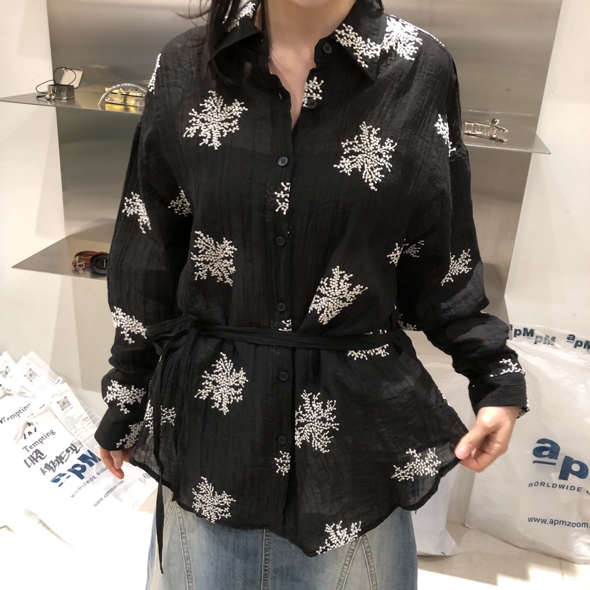 TEMPTING東大門直郵女裝新品時尚推薦真品襯衫蕾絲衫含腰繩TEMPTING襯衫/蕾絲衫圖色1