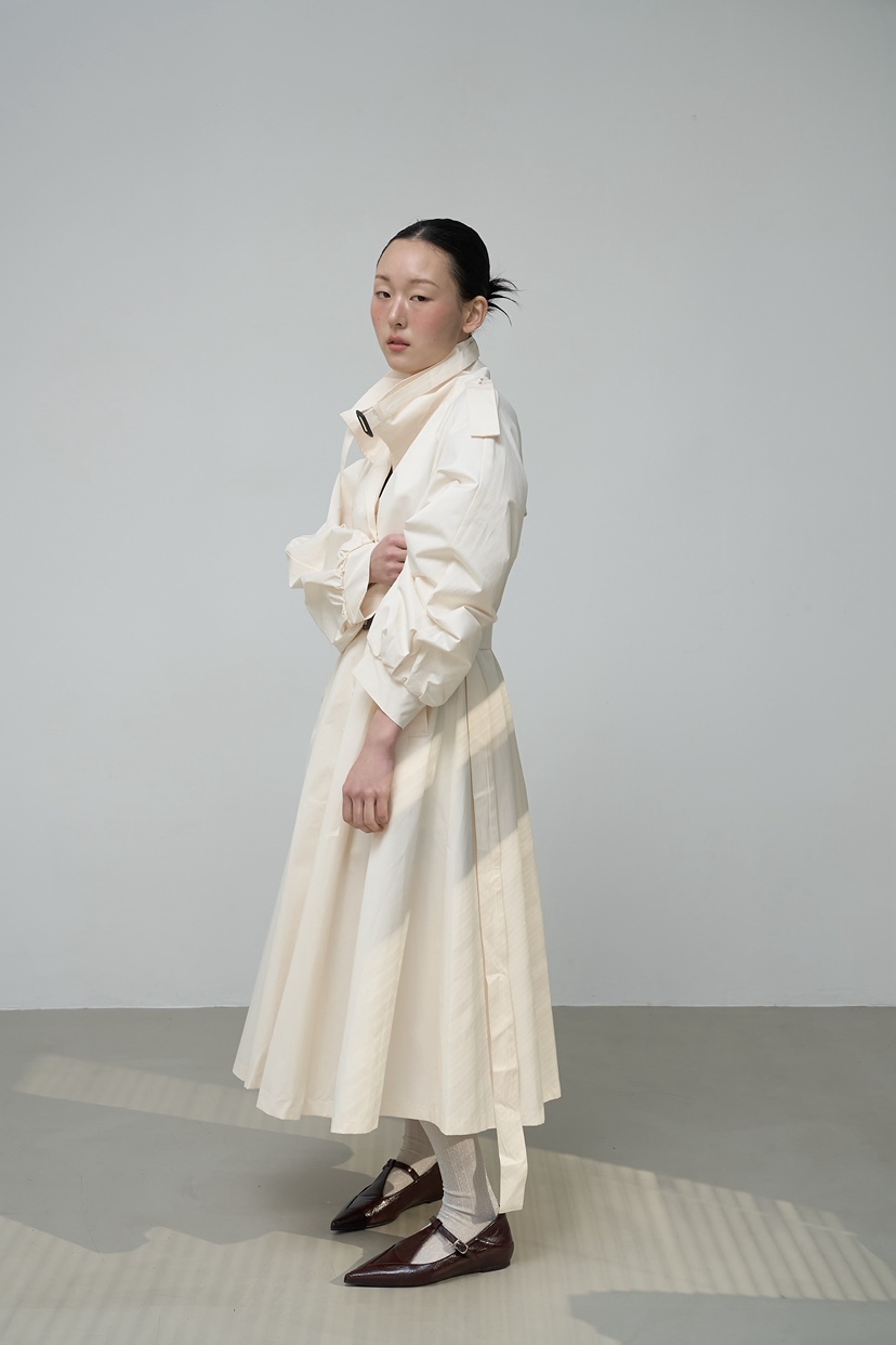 JOURNEY東大門代購女士新款真品休閑時尚推薦長款風衣含腰帶JOURNEY長款風衣