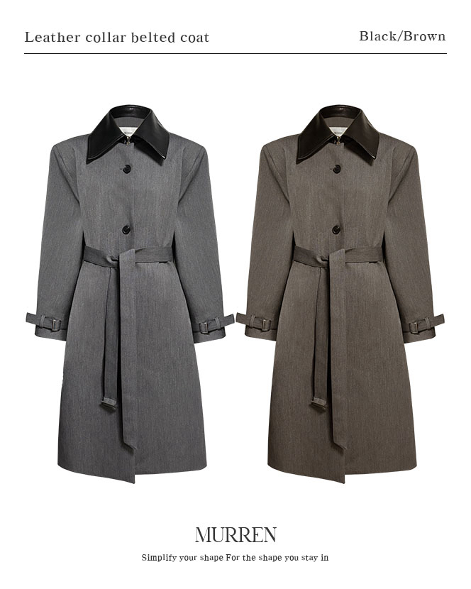 MURREN東大門代購女裝新品26春夏職業中長款大衣含腰帶皮革MURREN中長款大衣