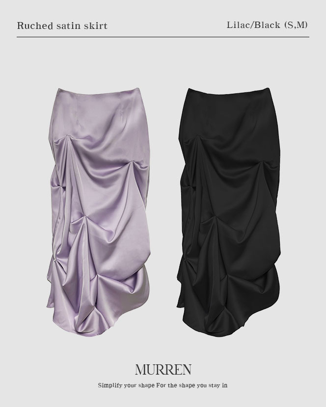 MURREN東大門代購女士新品26春夏熱賣職業推薦長裙褶皺緞面MURREN長裙