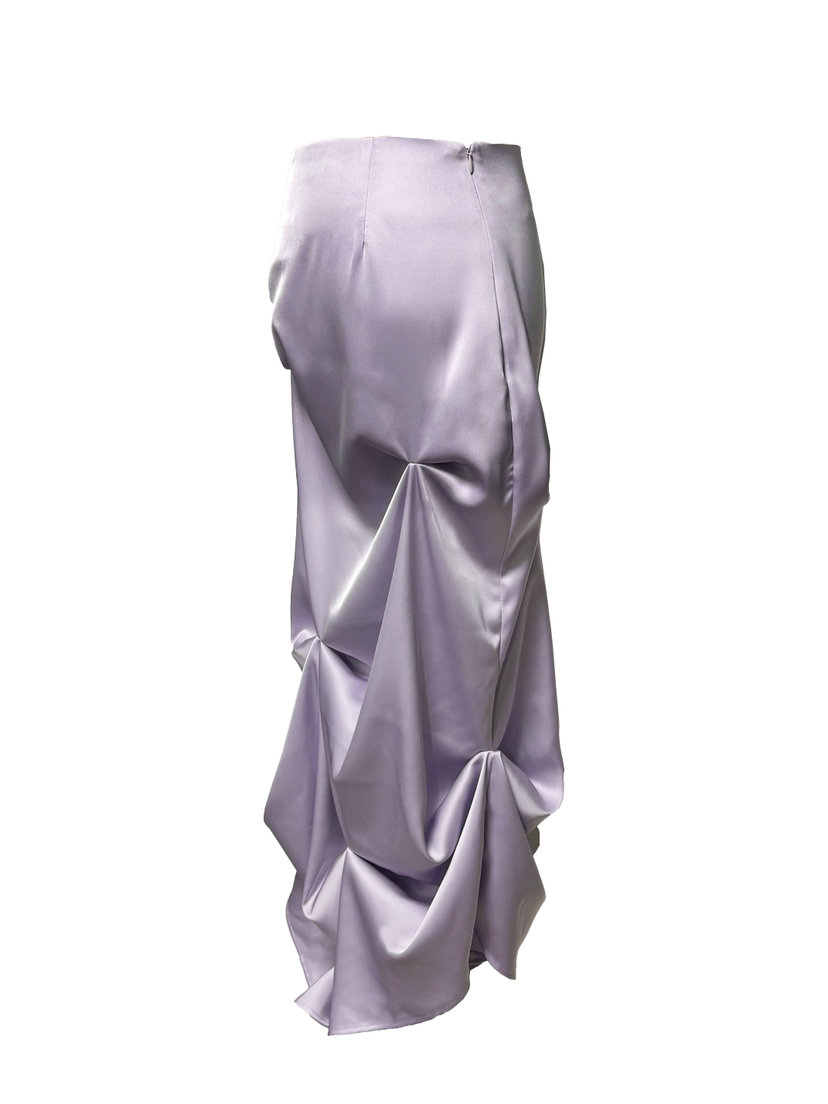 MURREN東大門代購女士新品26春夏熱賣職業推薦長裙褶皺緞面MURREN長裙